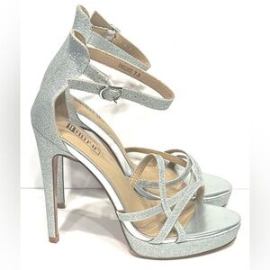 Didifu Womens Gold Sparkle Heels Size 7.5 Dress Shoes Wedding Formal Party, New